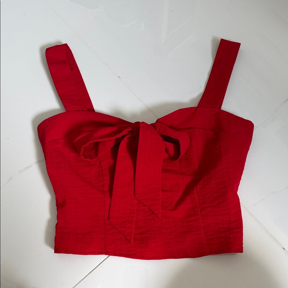 Sienna Sky Vibrant Red Bow Crop Top